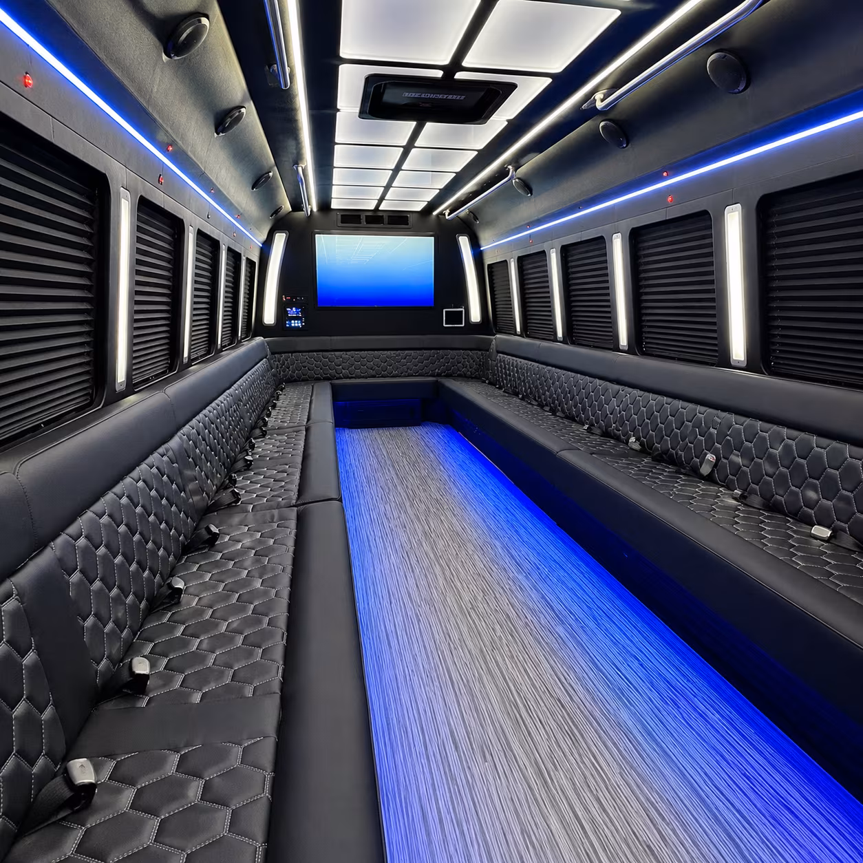 edina 50 passenger party bus inside